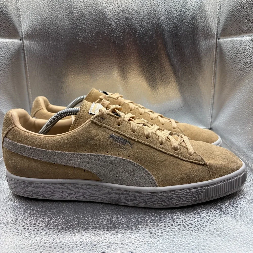 Size 10.5 Puma Suede Classic+ Beige Mens Lace-Up Athletic Sneakers 363242-08